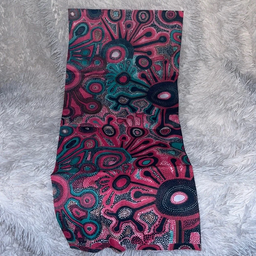 2/$10 long pink, black and turquoise neck gaiter